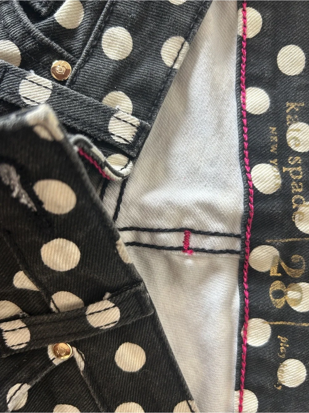 Kate Spade Broome Street Polka Dot Skinny Jeans Black White Women’s Made USA